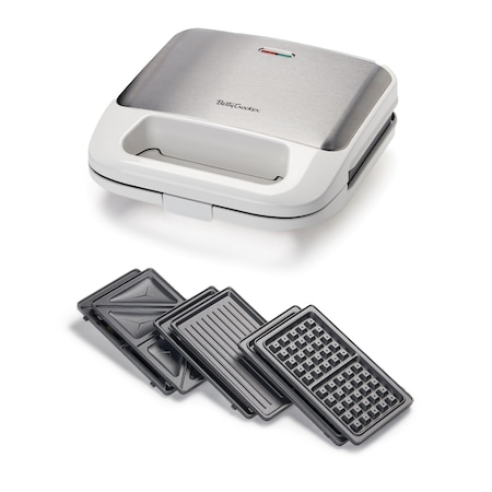 Betty Crocker 3-in-1 Indoor Grill, Sandwich / Panini Press & Waffle Maker Plus, White BC-4965W